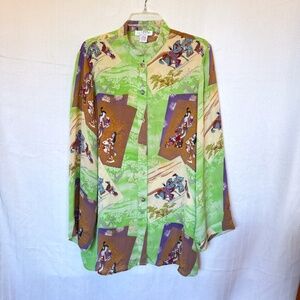 Citron 100% silk Long Sleeve Blouse